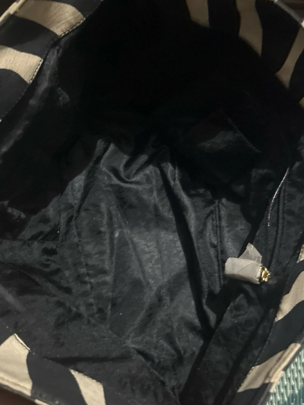 Michael Kors Black and Beige Zebra-Print Tote Bag 12 deep 21 1/2 wide